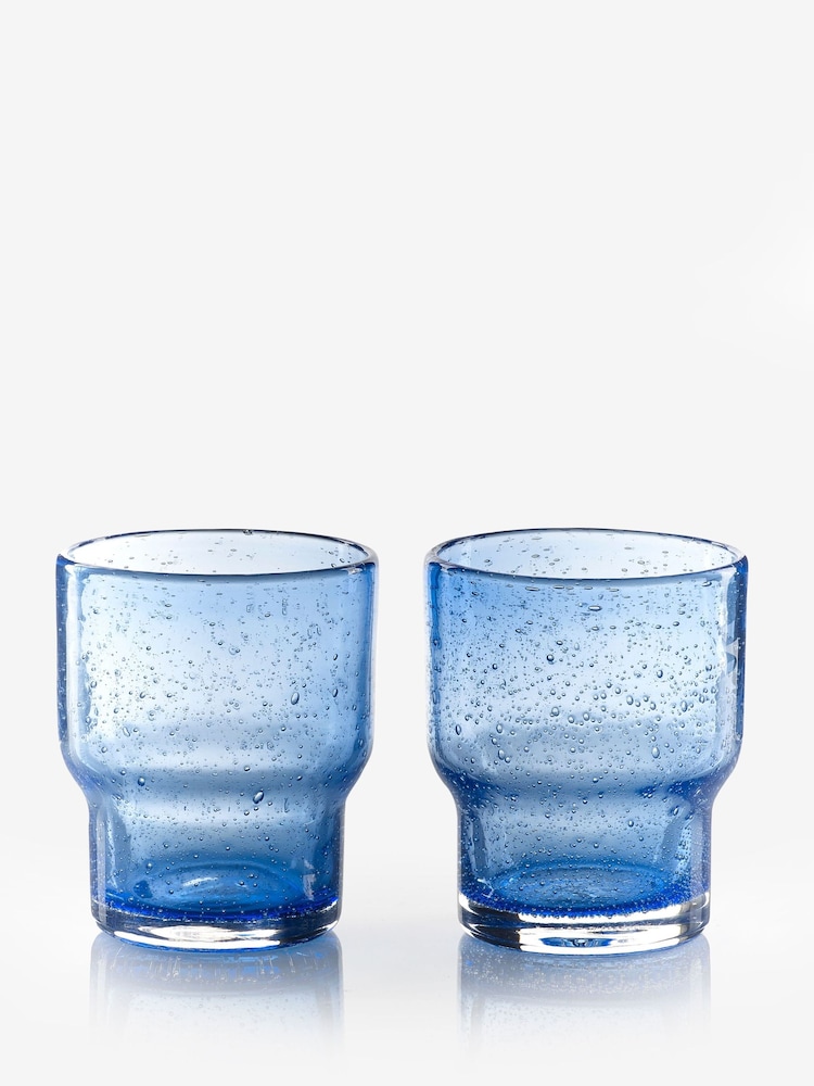 Sur La Table Set of 4 Blue Colour Me Happy Glass Tumblers - Image 2 of 2