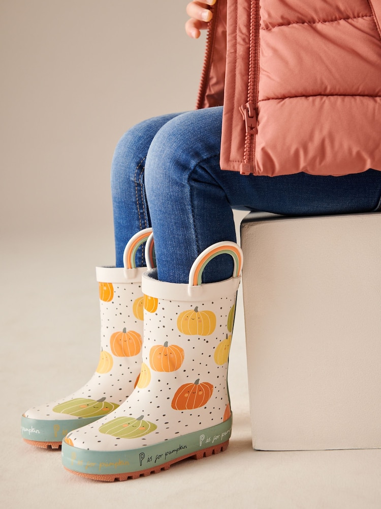 Neutral Pumpkin Handle Wellies - Image 1 of 9
