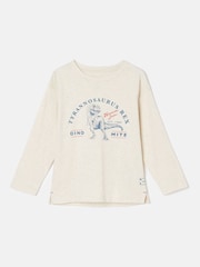 Joules Boys' Finlay Cream Dino Print Artwork Top - Image 1 of 5