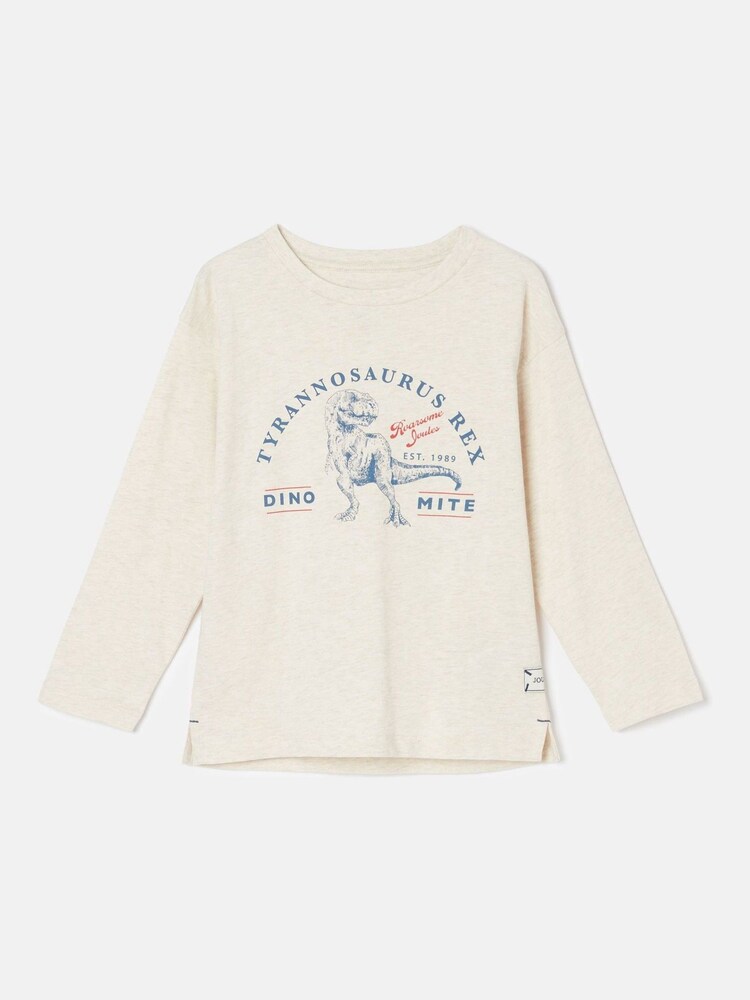 Joules Boys' Finlay Cream Dino Print Artwork Top - Image 1 of 5