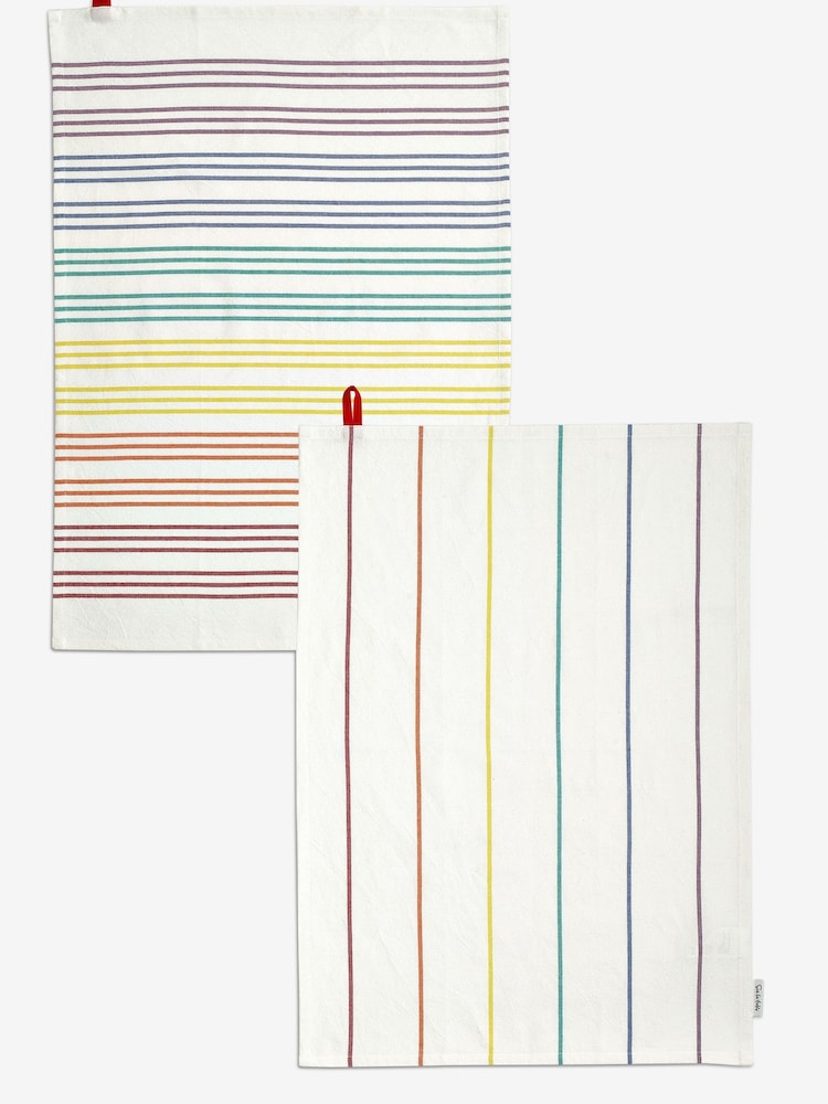Sur La Table Set of 2 Colour Me Happy 100% Cotton Double Oven Glove Tea Towels - Image 5 of 5