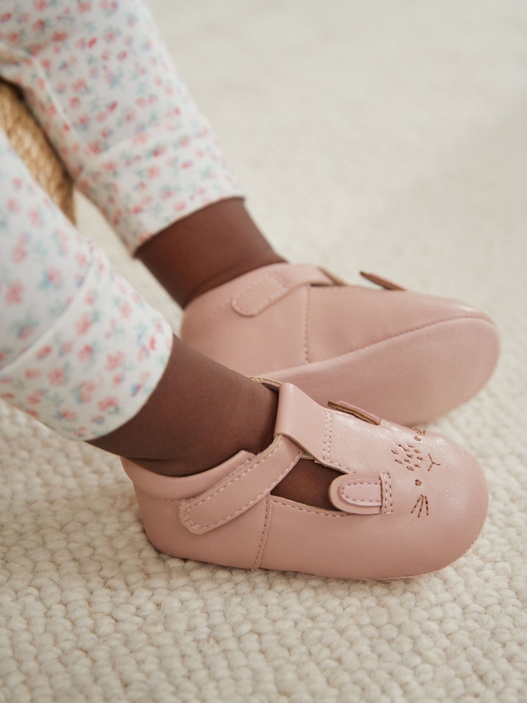 Pink Bunny T-Bar Baby Shoes (0-24mths) - Image 1 of 6