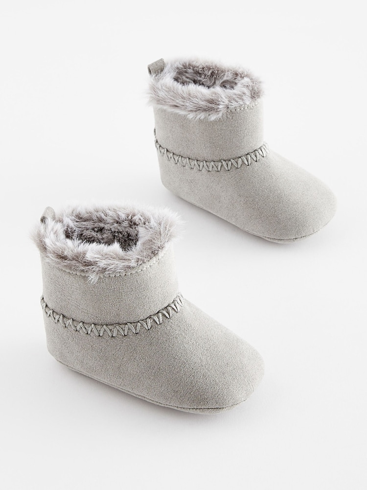 Grey Pull-On Baby Boots (0-24mths) - Image 1 of 4