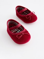 Red Velvet Ballerina Baby Shoes (0-18mths) - Image 1 of 4