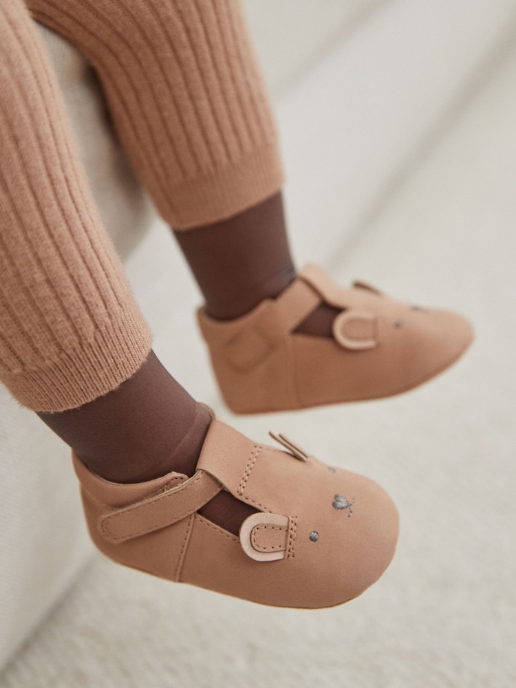 Tan Brown Bear T-Bar Baby Shoes (0-24mths) - Image 1 of 6