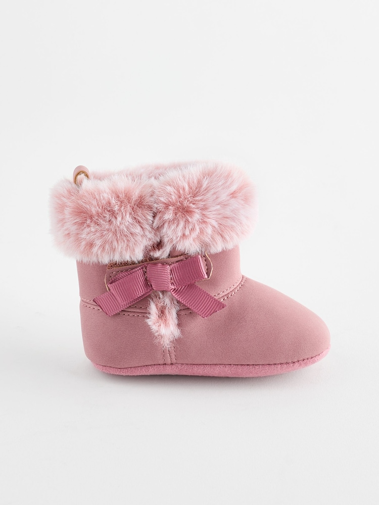Pink Pull-On Baby Boots (0-24mths) - Image 1 of 5