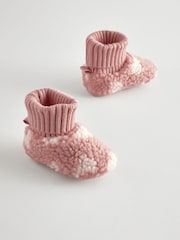 Pink Heart Baby Booties (0-18mths) - Image 1 of 4