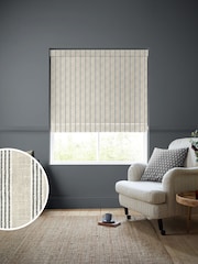 Emily Bond Charcoal Grey George Printed Stripe Made to Measure 100% Cotton Roman Blind - Image 1 of 5