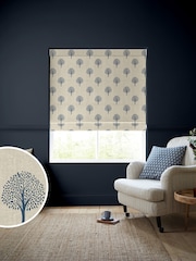 Emily Bond Navy Blue Yew Tree Made to Measure 100% Cotton Roman Blinds - Image 1 of 5