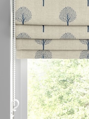 Emily Bond Navy Blue Yew Tree Made to Measure 100% Cotton Roman Blinds - Image 2 of 5