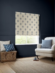 Emily Bond Navy Blue Yew Tree Made to Measure 100% Cotton Roman Blinds - Image 4 of 5