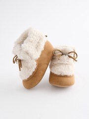 Tan Brown Borg Baby Boots (0-18mths) - Image 4 of 4