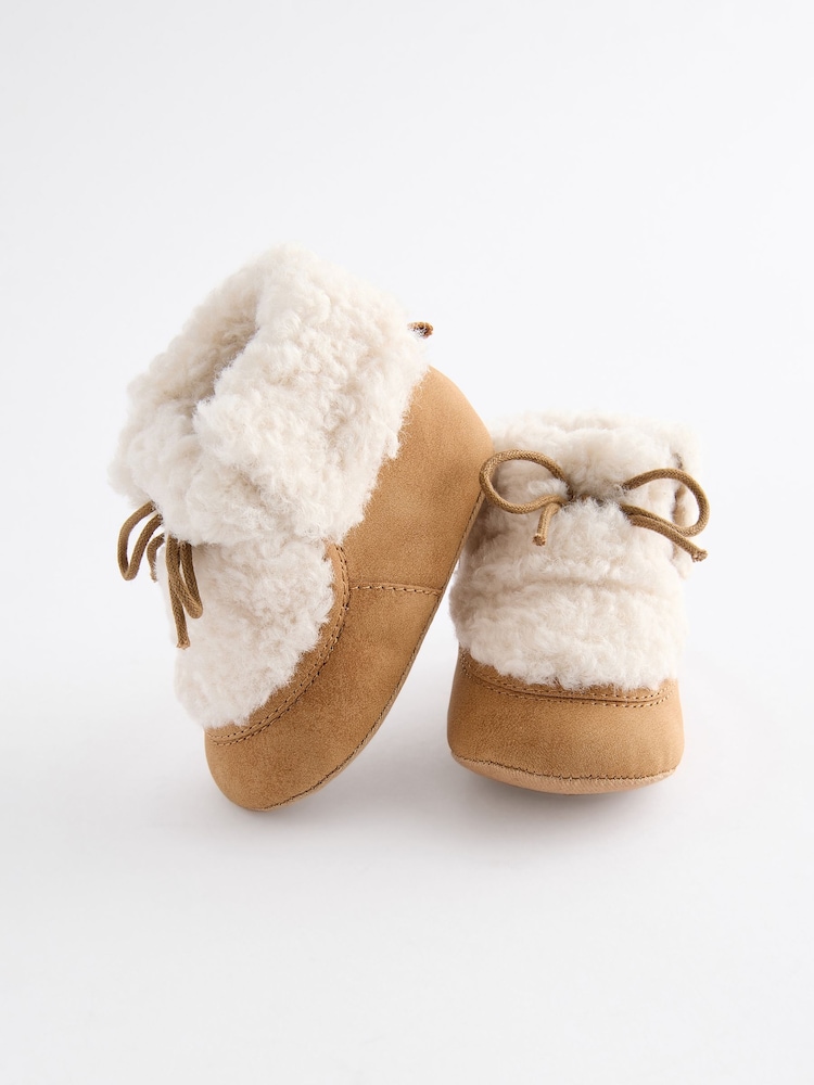 Tan Brown Borg Baby Boots (0-18mths) - Image 4 of 4