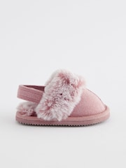 Pink Faux Fur Lined Mule Baby Slippers (0-18mths) - Image 2 of 5