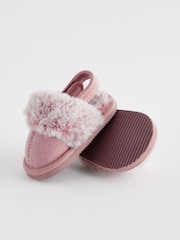 Pink Faux Fur Lined Mule Baby Slippers (0-18mths) - Image 4 of 5