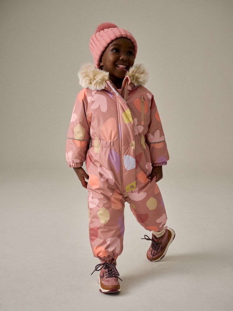 Mink Waterproof Faux Fur Trim Printed Snowsuit (3mths-7yrs) - Image 1 of 1