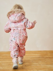 Pink Unicorn Waterproof Faux Fur Trim Printed Snowsuit (3mths-7yrs) - Image 2 of 9