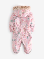 Pink Unicorn Waterproof Faux Fur Trim Printed Snowsuit (3mths-7yrs) - Image 7 of 9