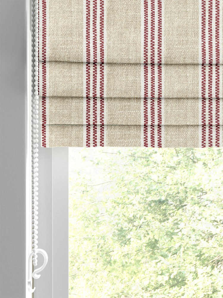 Emily Bond Red George Printed Stripe 100% Cotton Made to Measure Roman Blind - Image 2 of 5