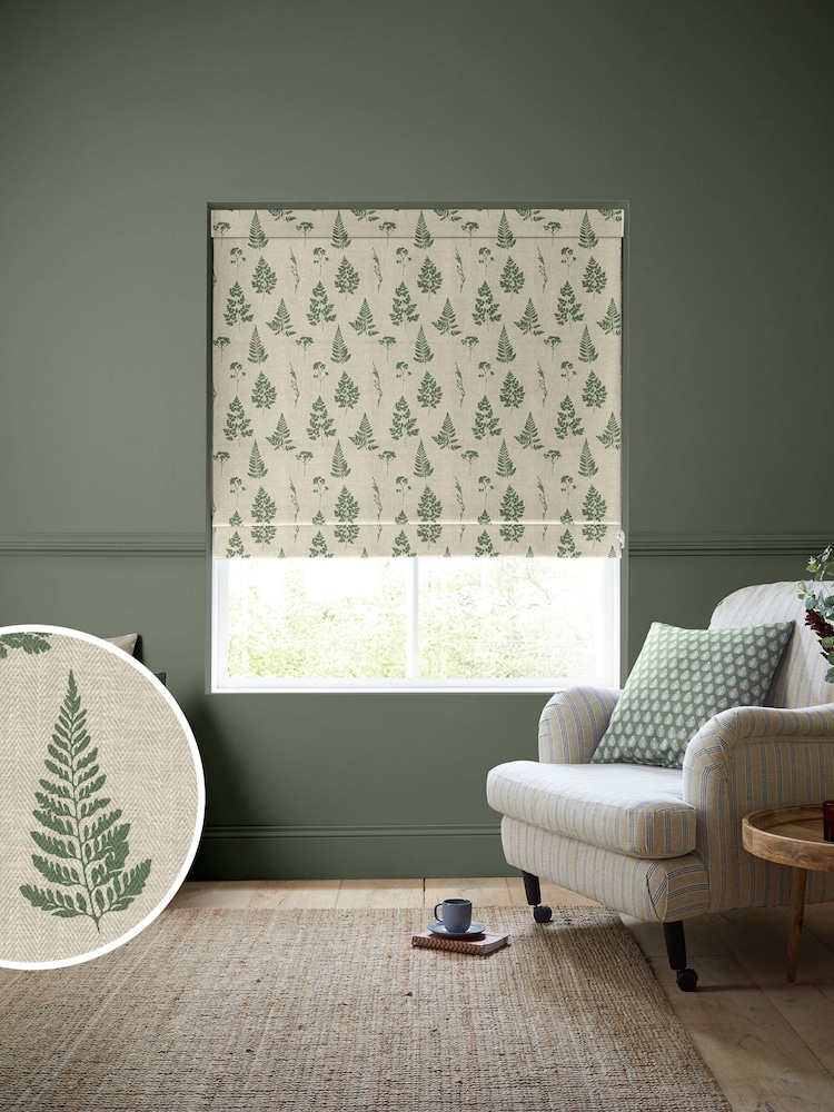 Emily Bond Forest Green Tynesfield Made to Measure 100% Cotton Roman Blinds - Image 1 of 5
