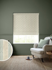 Emily Bond Fern Green George Printed Stripe Made to Measure 100% Cotton Roman Blind - Image 1 of 5