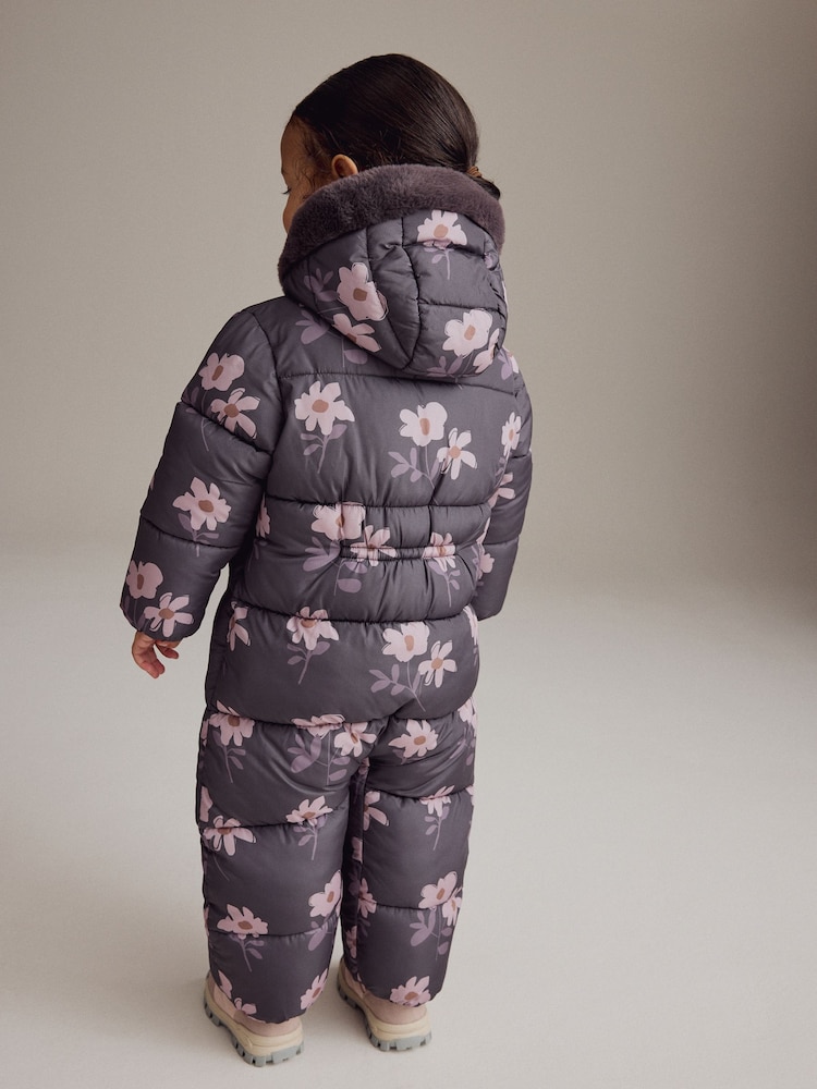 Purple Floral Shower Resistant Printed Snowsuit (3mths-7yrs) - Image 2 of 7