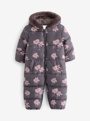 Purple Floral Shower Resistant Printed Snowsuit (3mths-7yrs) - Image 5 of 7