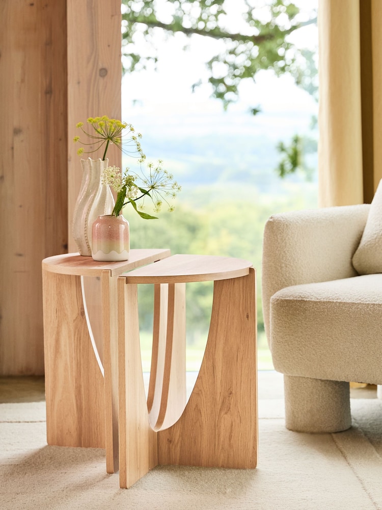 Natural Craft Wood Effect Side Table - Image 1 of 5