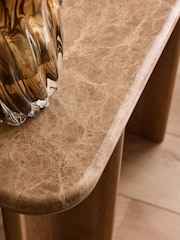 Natural N. Premium Aviano Oak and Oak Veneer Marble Console Table - Image 6 of 8