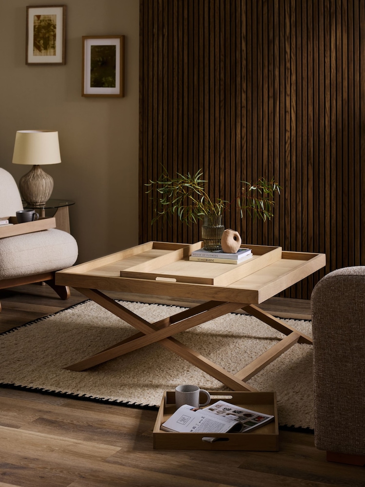 Natural Butler Oak Tray Coffee Table - Image 2 of 11