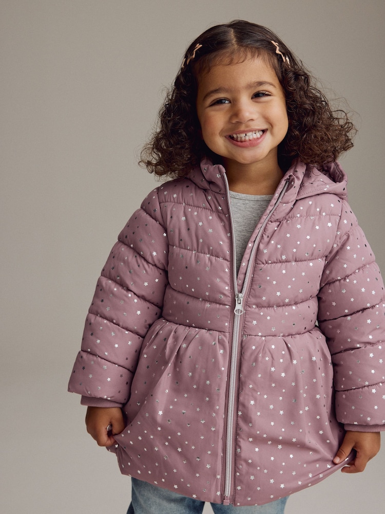 Pink Shower Resistant Foil Skirted Coat (6mths-7yrs) - Image 1 of 12