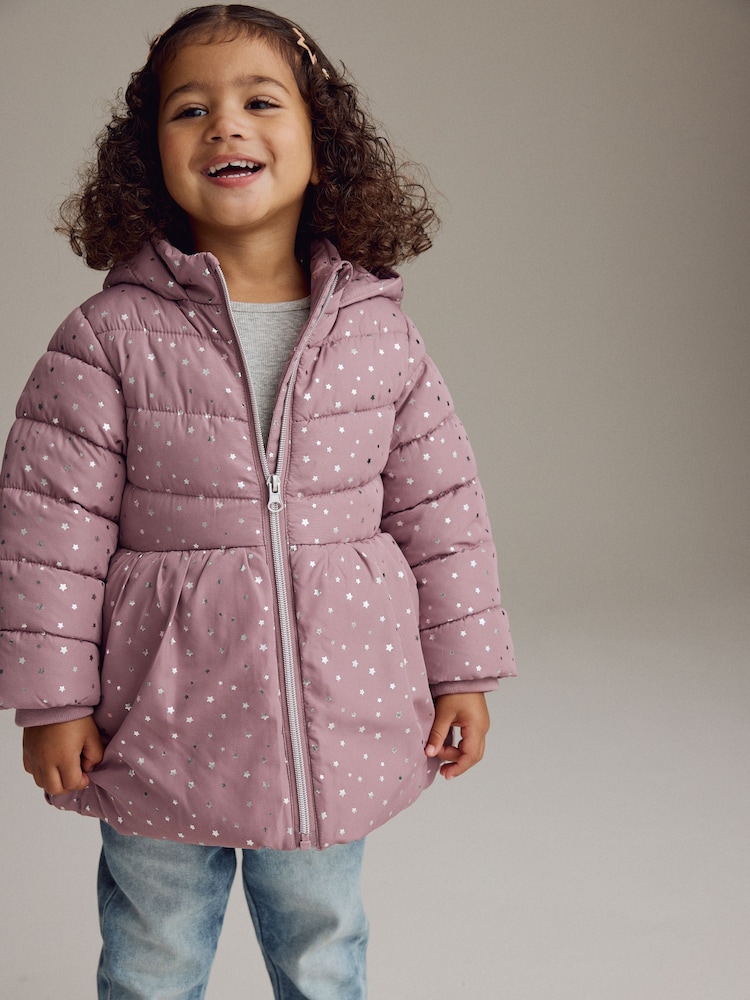 Pink Shower Resistant Foil Skirted Coat (6mths-7yrs) - Image 5 of 12