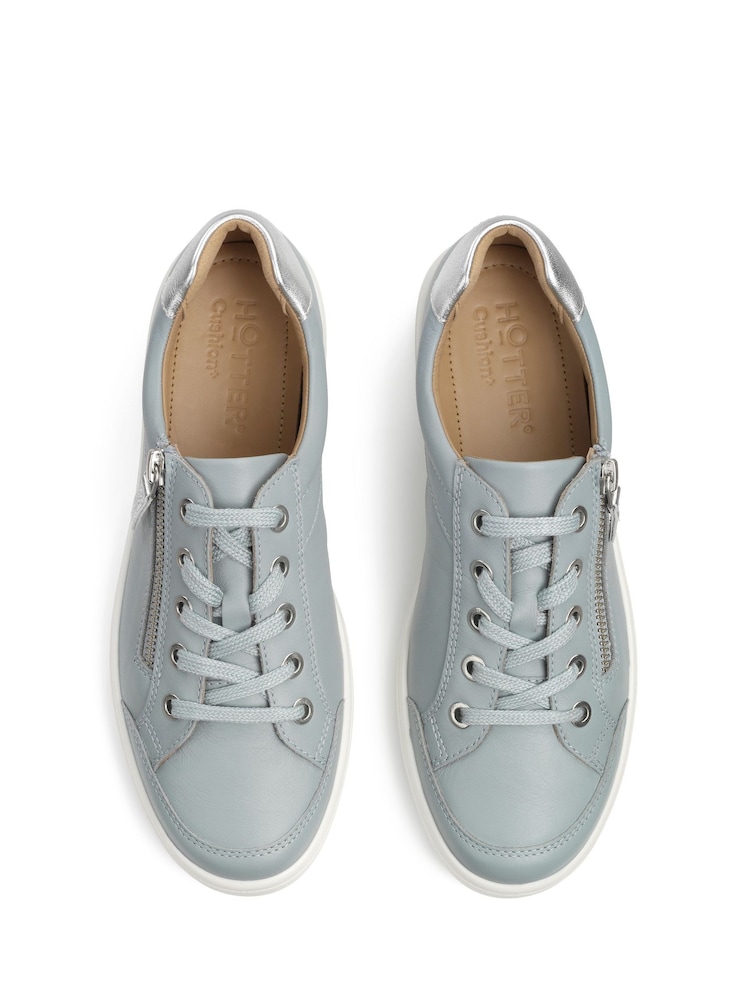 Hotter Light Blue Wide Fit Chase II Lace up / Zip Trainers - Image 4 of 4