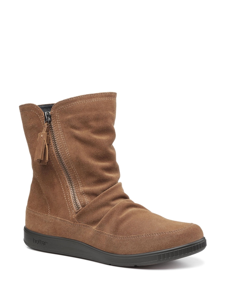 Hotter Brown Regular Fit Pixie III Zip Fastening Boots - Image 2 of 3