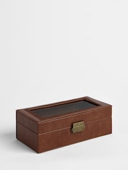 4 Piece Tan Brown Faux Leather Watch Box - Image 6 of 7