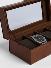 4 Piece Tan Brown Faux Leather Watch Box - Image 7 of 7