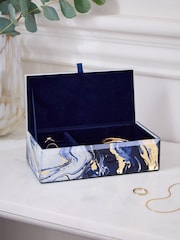 Navy Marble Effect Glass Jewellery Box - Image 2 of 4