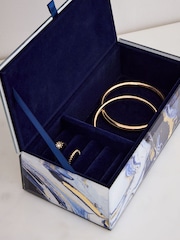 Navy Marble Effect Glass Jewellery Box - Image 3 of 4
