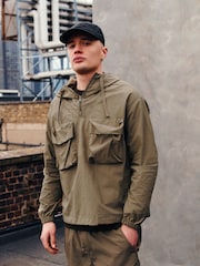 Khaki Green EDIT Overhead Quarter Zip Jacket with Bellowed Pockets - Image 1 of 9