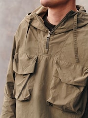 Khaki Green EDIT Overhead Quarter Zip Jacket with Bellowed Pockets - Image 4 of 9