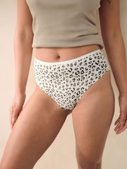 Black/Grey/Cream/Pink Printed High Rise High Leg Cotton and Lace Knickers 4 Pack - Image 4 of 6