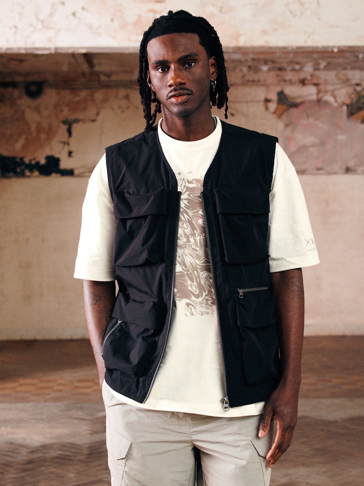 Black EDIT Multi Pocket Gilet - Image 1 of 10