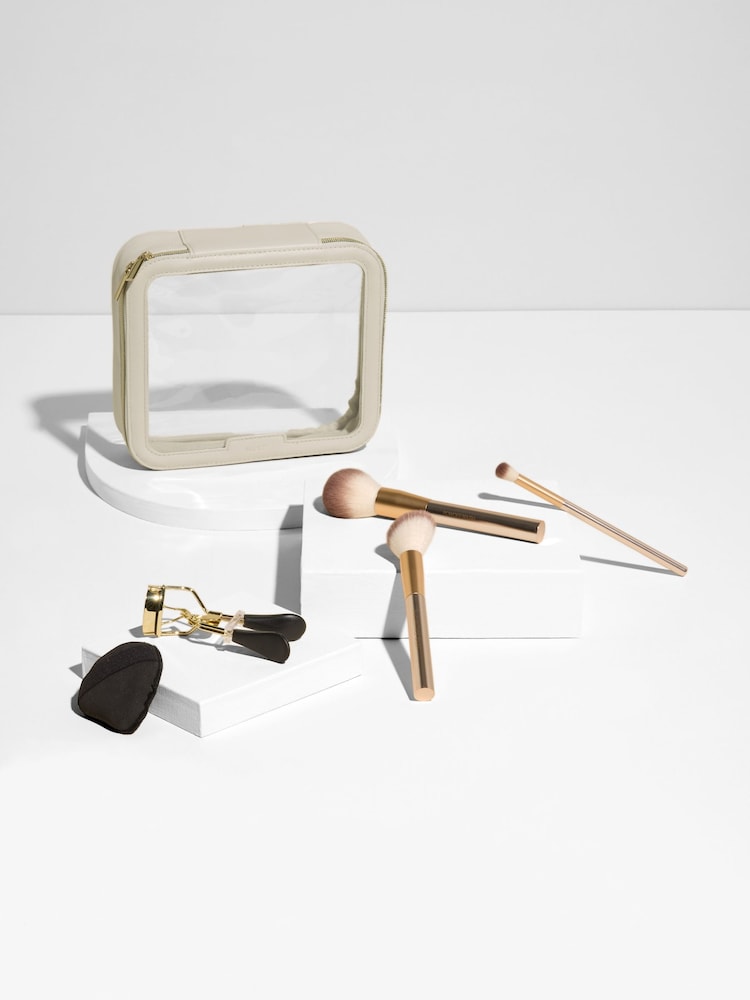 Gold Makeup Brush and Sponge Set with Nude Makeup Bag - Image 1 of 4