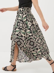 FatFace Black Sascha Mosaic Leaf Midi Skirt - Image 3 of 4