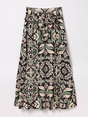 FatFace Black Sascha Mosaic Leaf Midi Skirt - Image 4 of 4