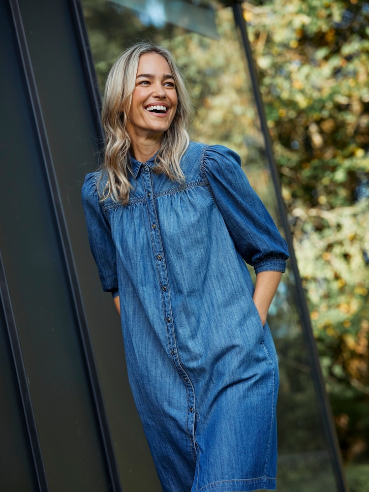 FatFace Blue Clara Denim Dress - Image 1 of 6 FatFace Blue Clara Denim Dress - Image 1 of 6
