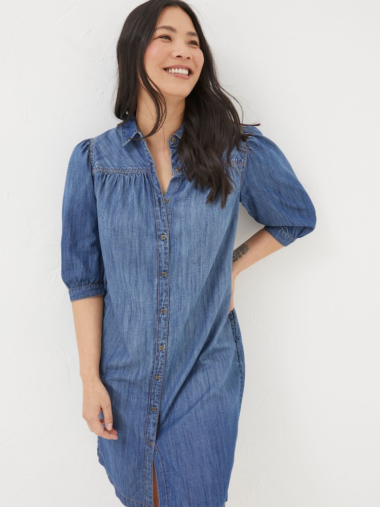 FatFace Blue Clara Denim Dress - Image 2 of 6 FatFace Blue Clara Denim Dress - Image 2 of 6