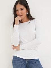 FatFace Bree White Long Sleeve T-Shirt - Image 1 of 4