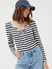 FatFace Blue Carly Stripe Top - Image 1 of 5