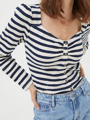 FatFace Blue Carly Stripe Top - Image 4 of 5